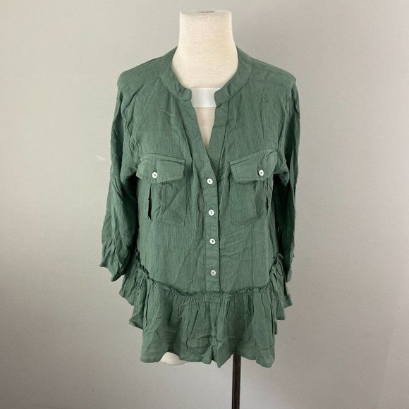NWT DEREK HEART Green Boho Shirt‎ (M) - Picture 2 of 9
